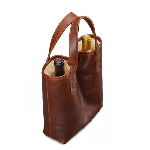 J.W. Hulme Leather Wine Tote Carrier, Holds Two Wine or Liquor Bottles, Green - Picture 12 of 12